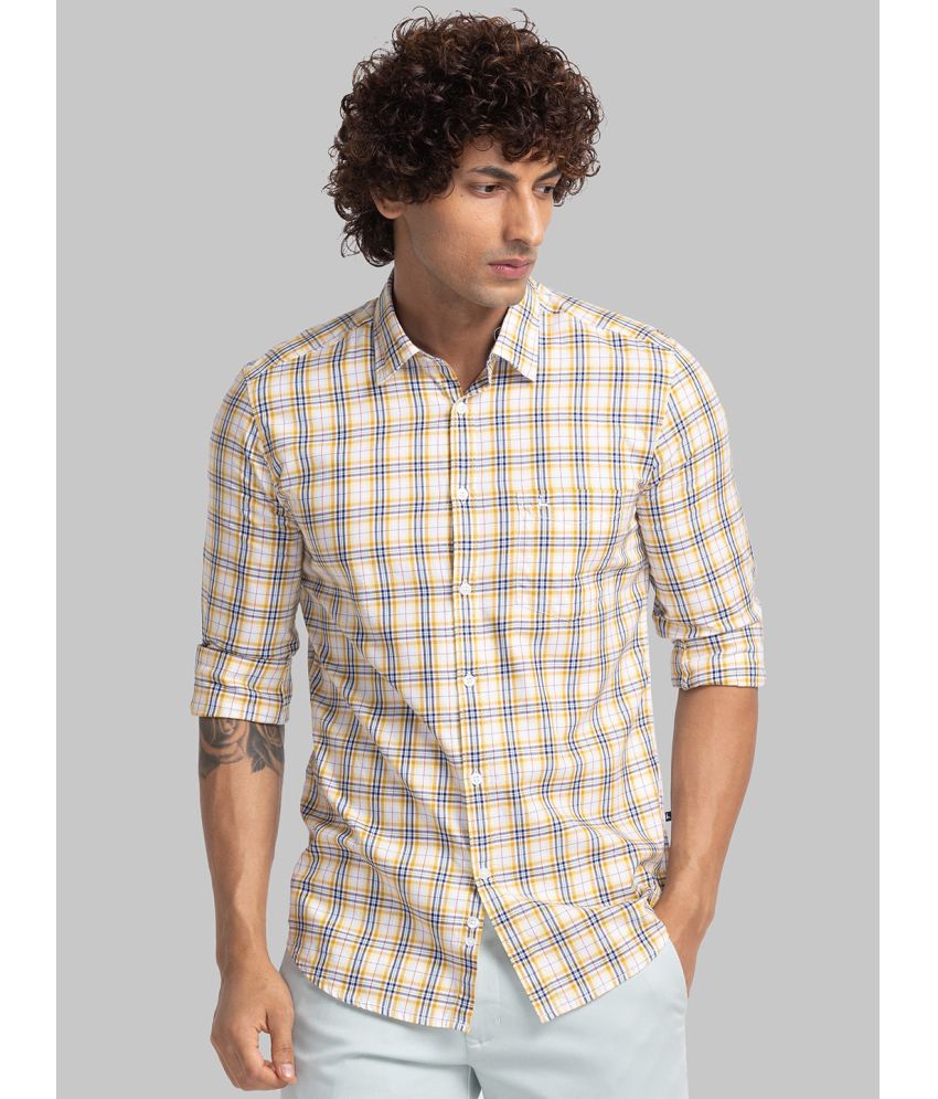     			Parx 100% Cotton Slim Fit Checks Full Sleeves Men's Casual Shirt - Yellow ( Pack of 1 )