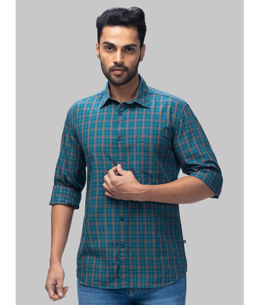     			Parx 100% Cotton Slim Fit Checks Full Sleeves Men's Casual Shirt - Green ( Pack of 1 )