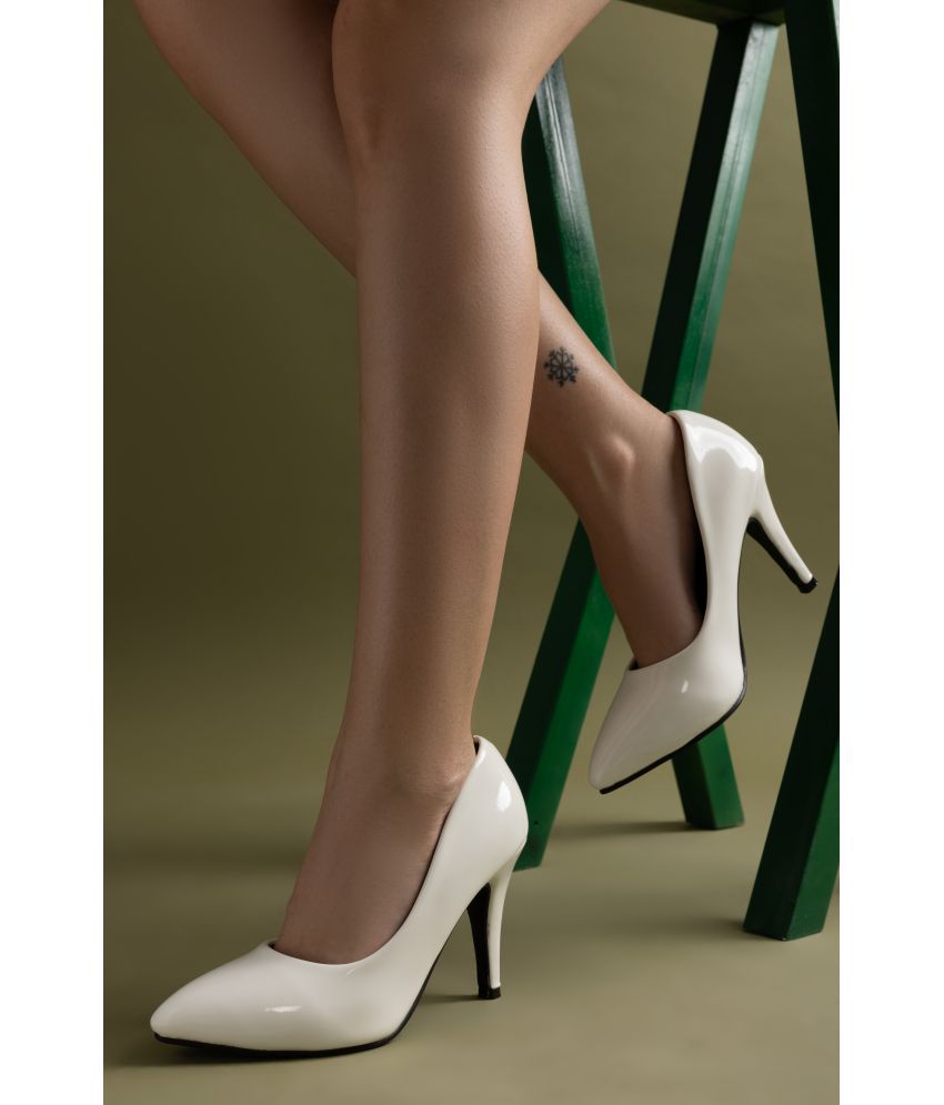     			SHEZONE White Women's Pumps Heels