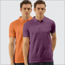 TAB91 Pack of 2 Cotton Blend Slim Fit Solid Half Sleeves Men's Polo T Shirt ( Orange )