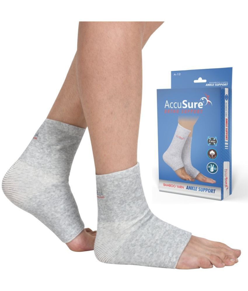     			ACCUSURE Grey Ankle Support ( Pack of 2 )