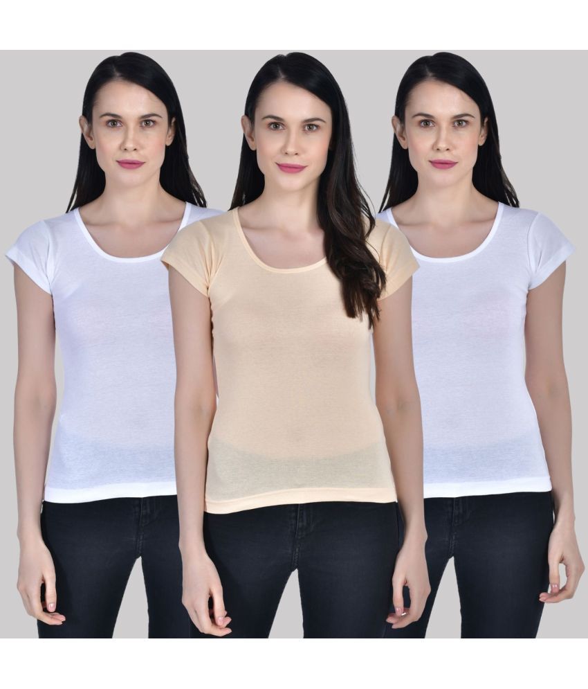     			AIMLY Cap Sleeve Cotton Camisoles - White Pack of 3