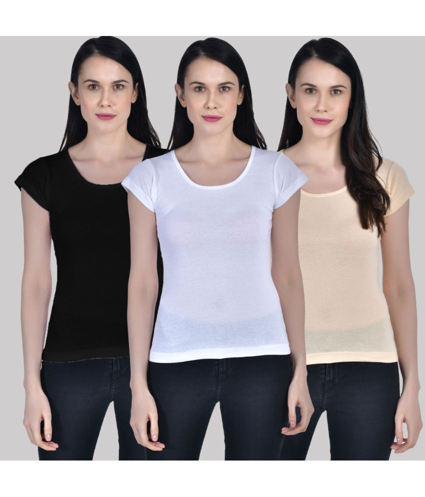     			AIMLY Cap Sleeve Cotton Camisoles - Multi Color Pack of 3