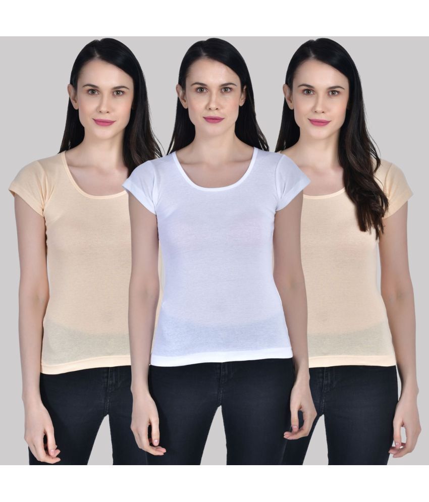     			AIMLY Cap Sleeve Cotton Camisoles - Beige Pack of 3