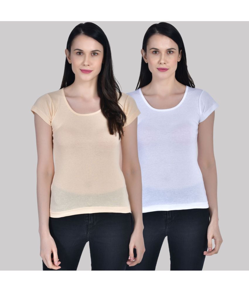     			AIMLY Cap Sleeve Cotton Camisoles - Beige Pack of 2