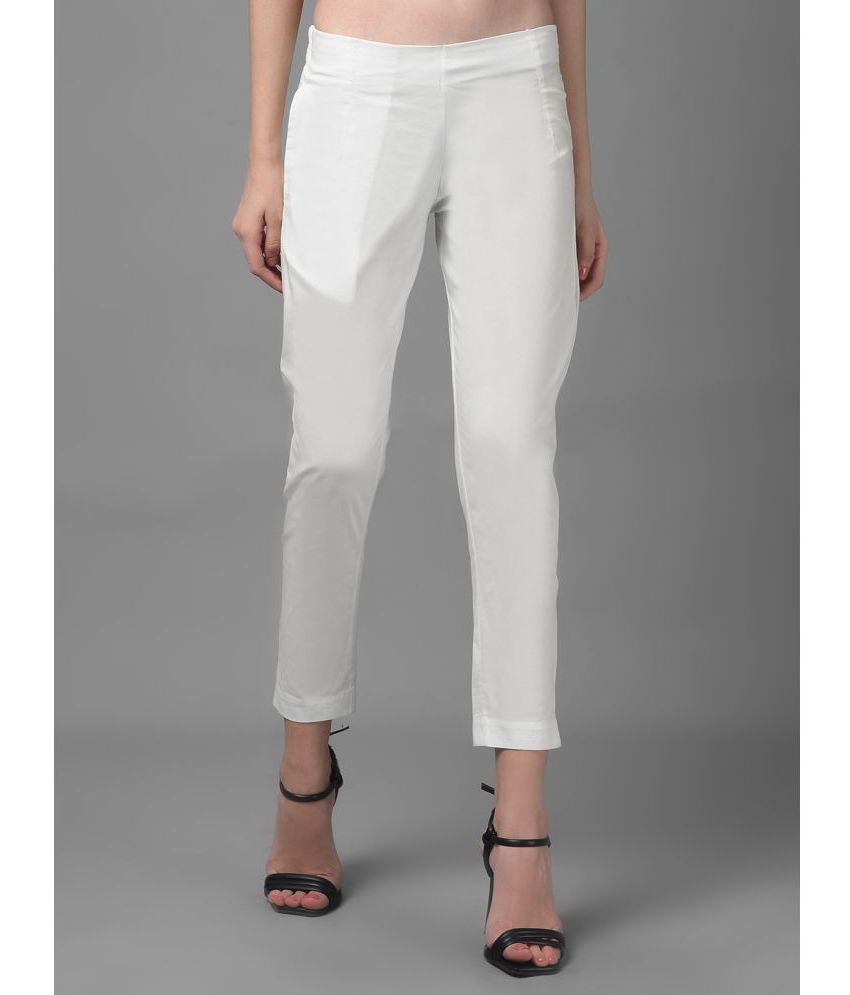     			Dollar Missy White Cotton Blend Slim Women's Casual Pants ( Pack of 1 )