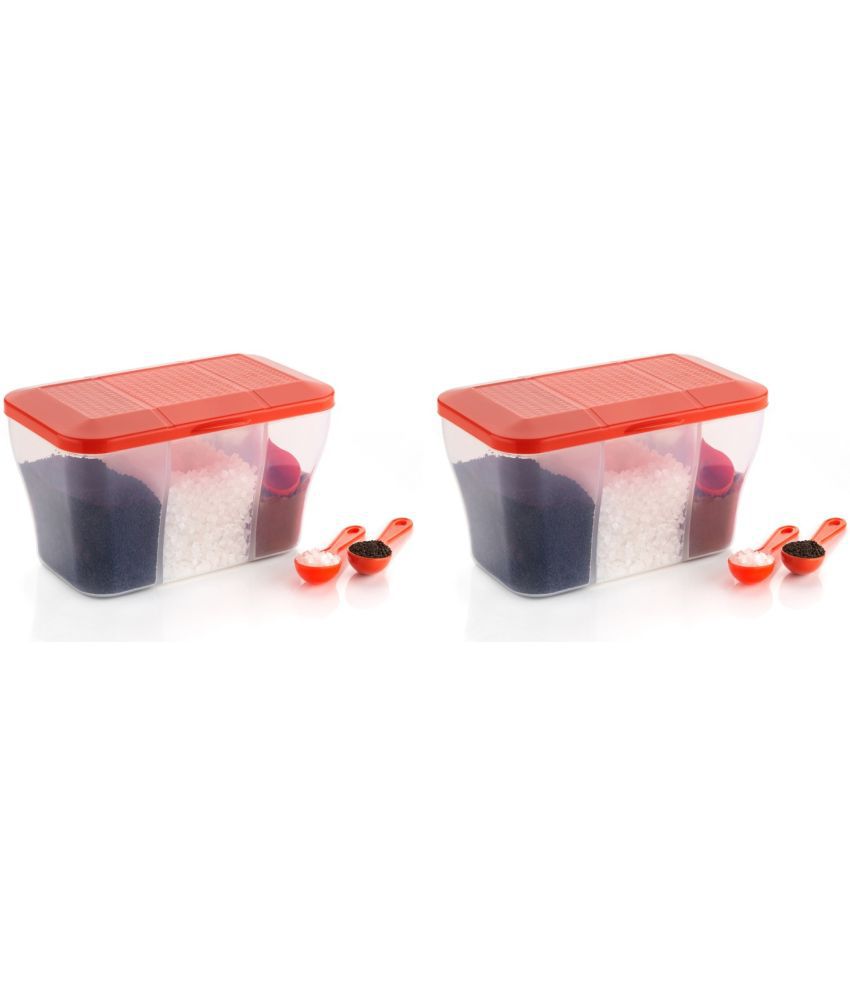     			FIT4CHEF Tea/Sugar Container PET Red Multi-Purpose Container ( Set of 2 )