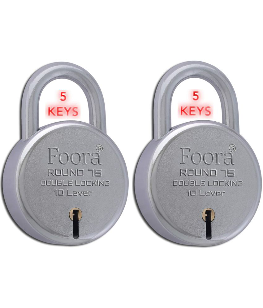     			Foora big size lock  round 75mm padlock with 5 each keys (Round 75mm Big Boss Pack 2)