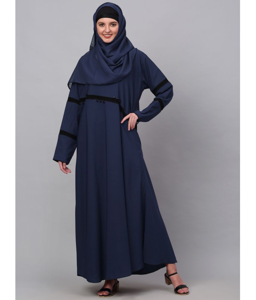     			Klotthe Blue Polyester Unstitched Burqas without Hijab - Single