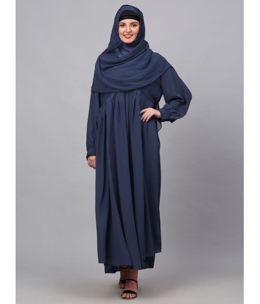     			Klotthe Blue Polyester Unstitched Burqas without Hijab - Single