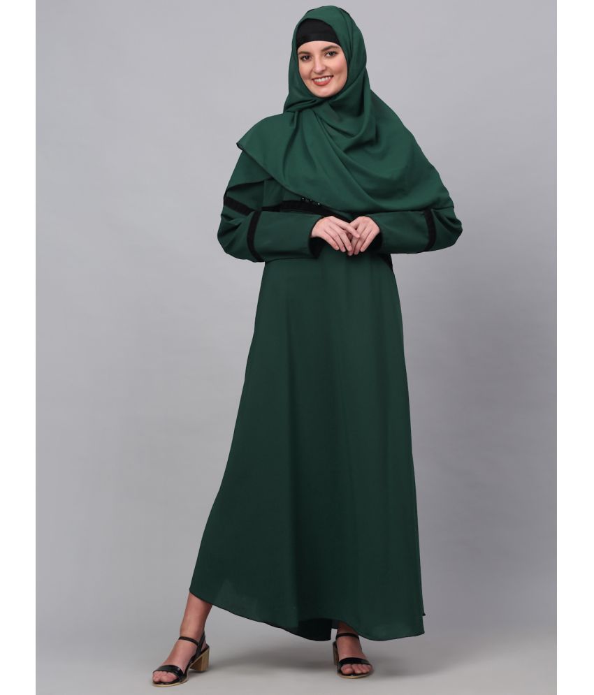     			Klotthe Green Polyester Unstitched Burqas without Hijab - Single