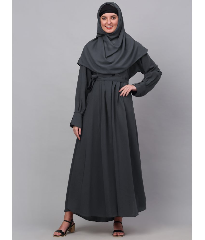     			Klotthe Grey Polyester Unstitched Burqas without Hijab - Single