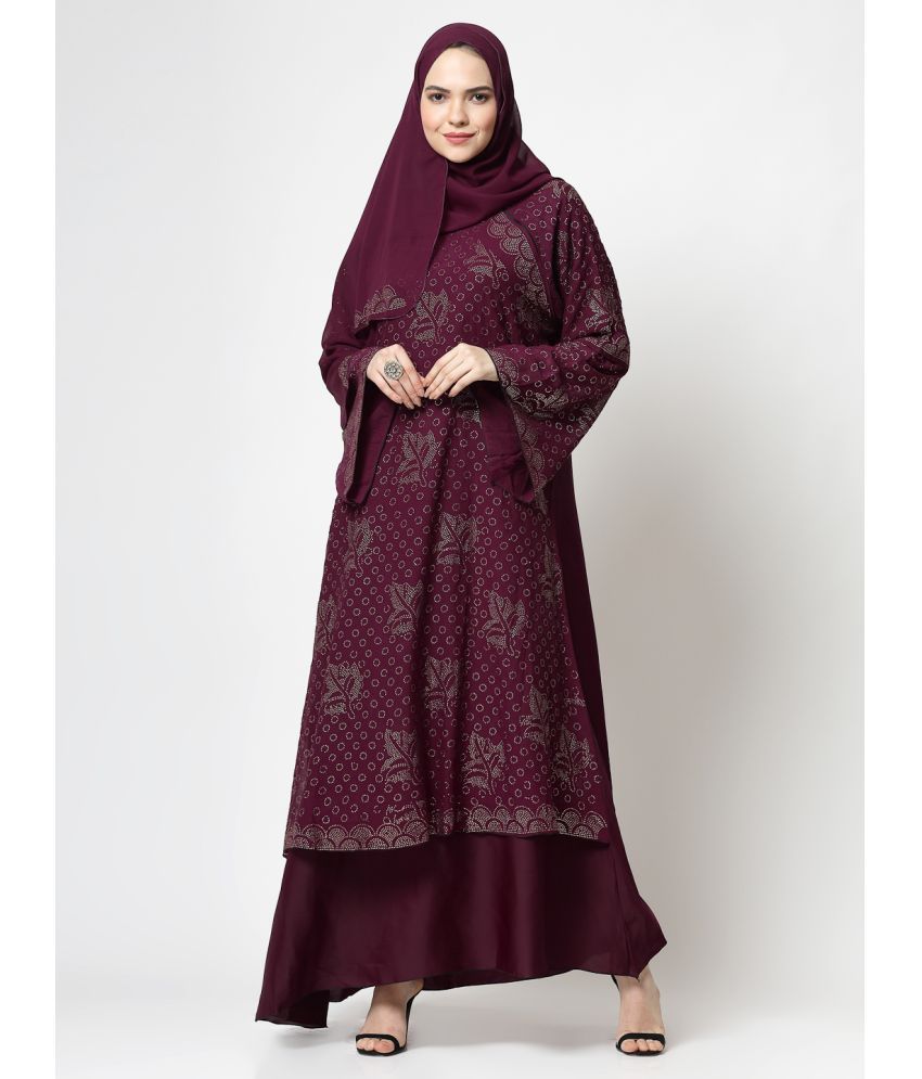     			Klotthe Maroon Polyester Unstitched Burqas without Hijab - Single