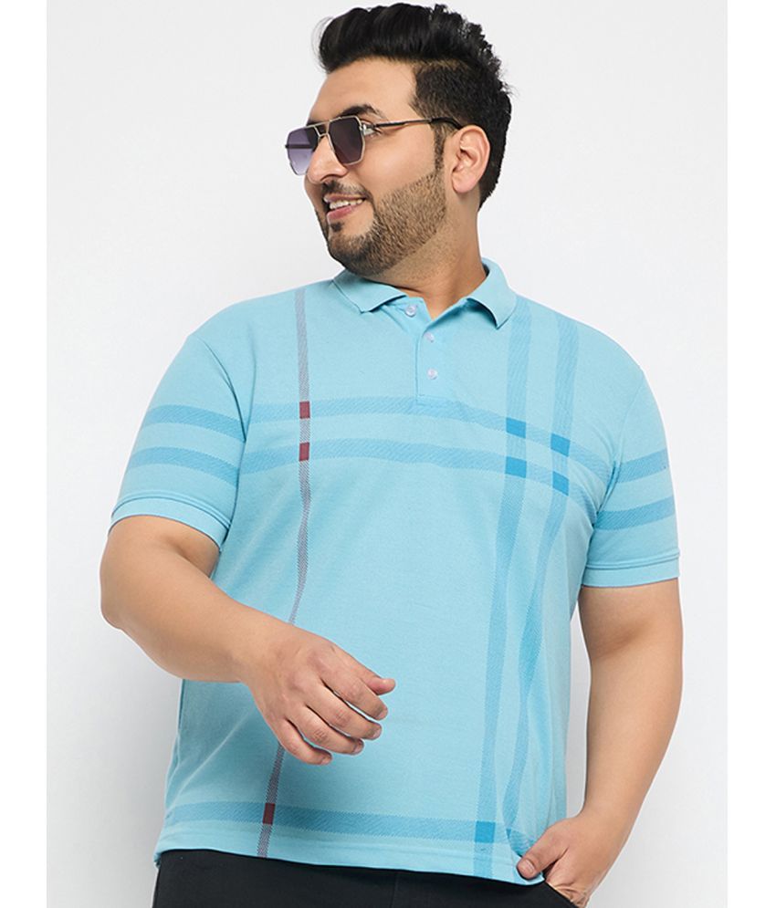     			RELANE Pack of 1 Cotton Blend Regular Fit Striped Half Sleeves Men's Polo T Shirt ( Sky Blue )