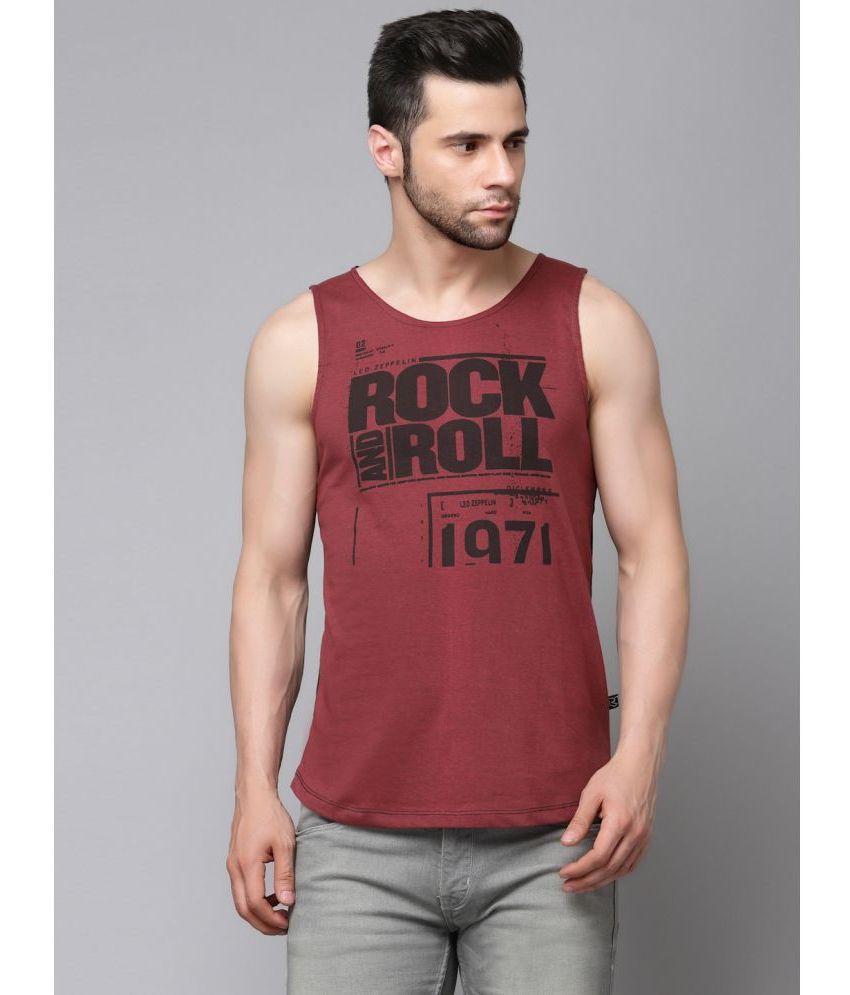     			Rigo Cotton Slim Fit Printed Sleeveless Men's T-Shirt - Maroon ( Pack of 1 )