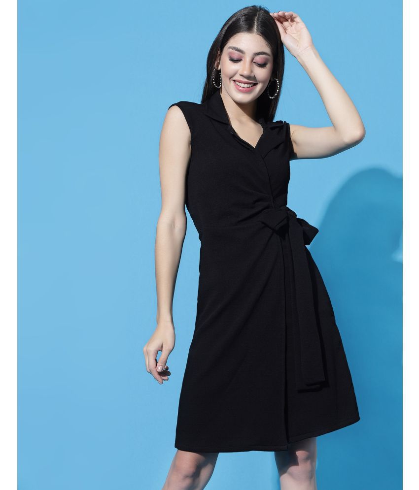     			Selvia Lycra Solid Knee Length Women's A-line Dress - Black ( Pack of 1 )