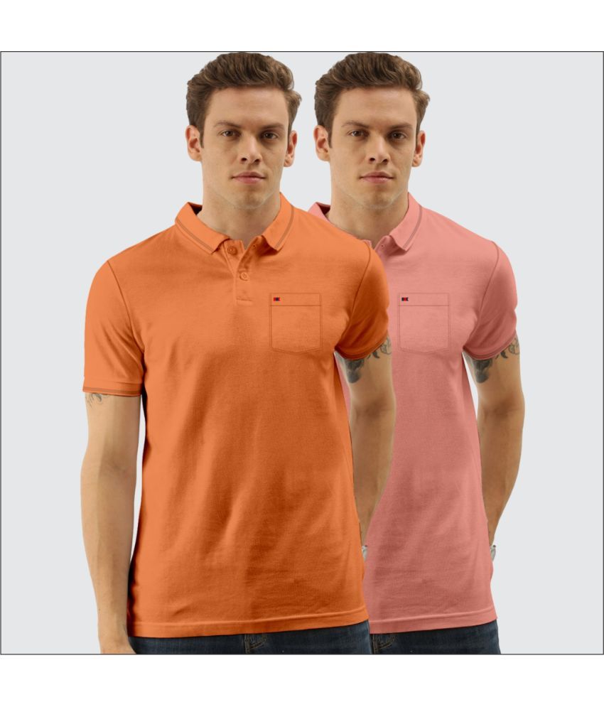     			TAB91 Pack of 2 Cotton Blend Slim Fit Solid Half Sleeves Men's Polo T Shirt ( Dark Pink )