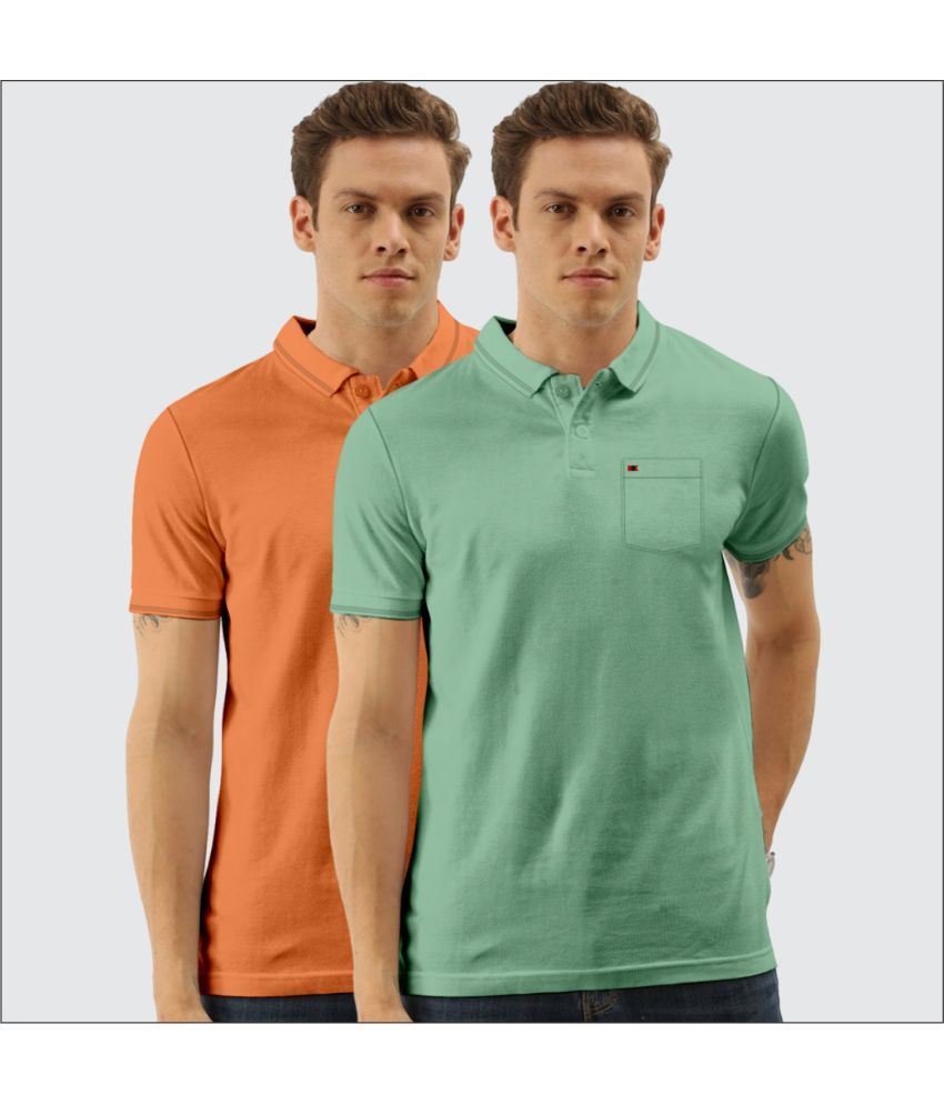     			TAB91 Cotton Blend Slim Fit Solid Half Sleeves Men's Polo T Shirt - Khakhi ( Pack of 2 )