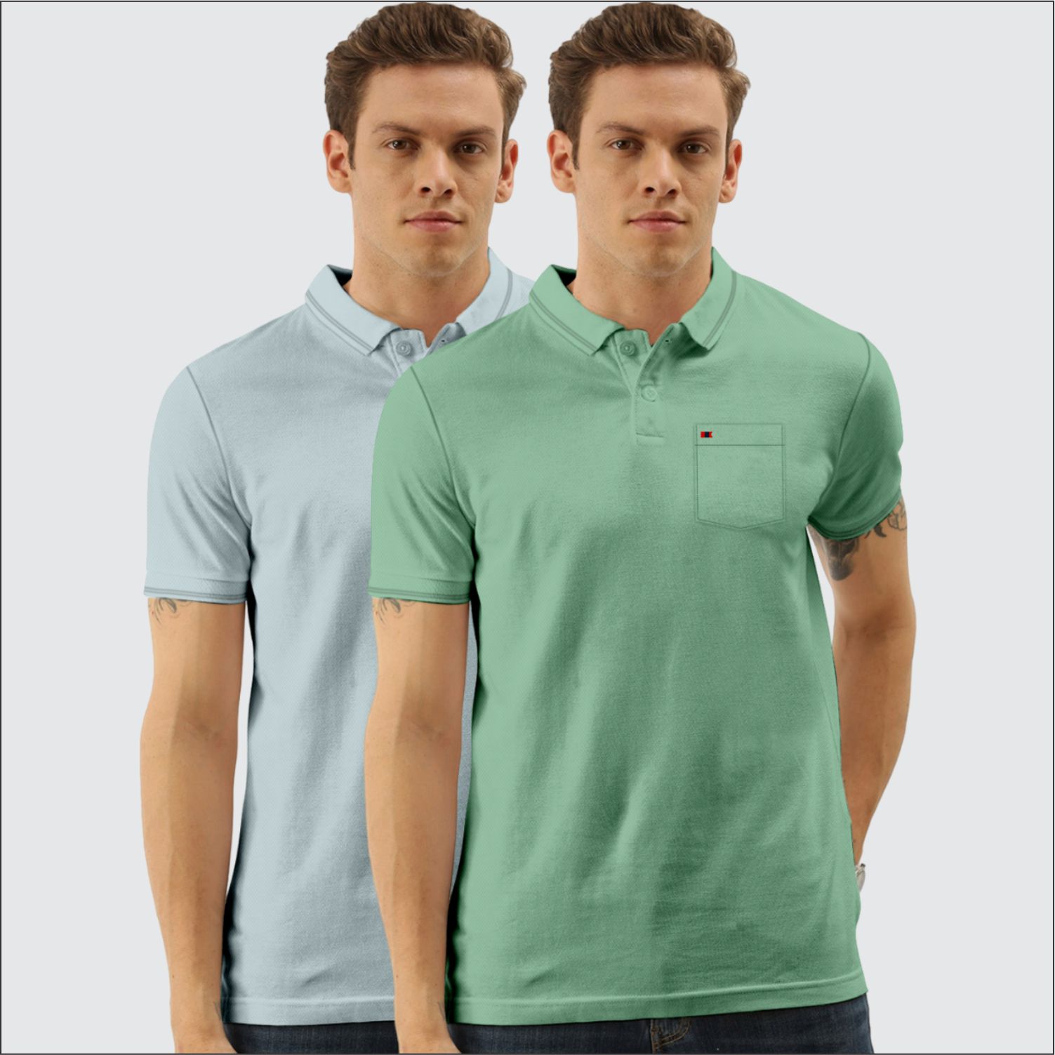     			TAB91 Cotton Blend Slim Fit Solid Half Sleeves Men's Polo T Shirt - Khaki ( Pack of 2 )