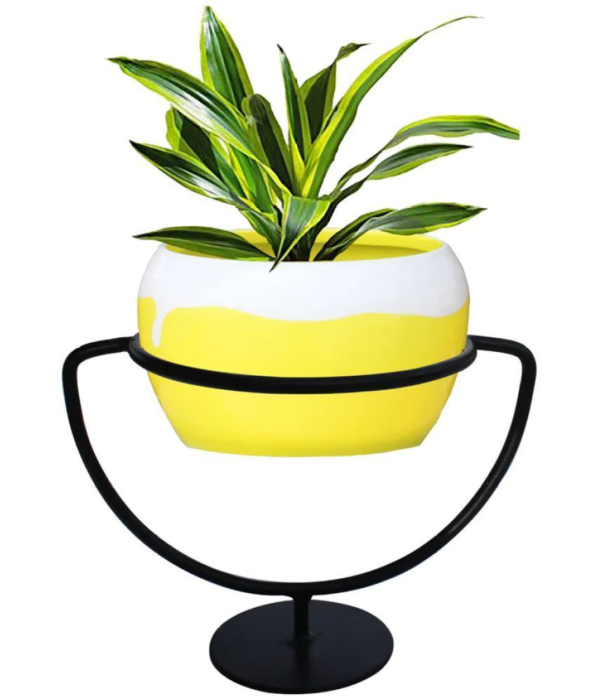     			TrustBasket Trophy Planter Stand with Metal Bowl(Yellow)