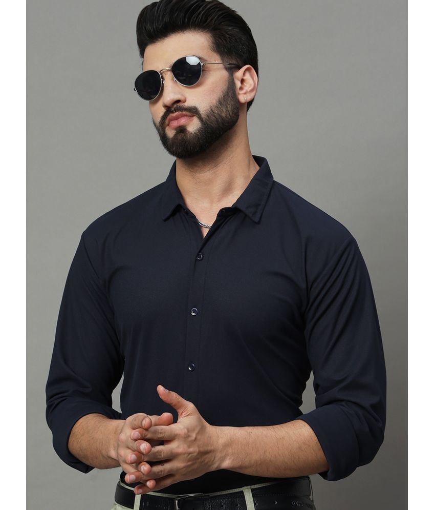     			renuovo Polyester Regular Fit Solids Full Sleeves Men's Casual Shirt - Navy ( Pack of 1 )
