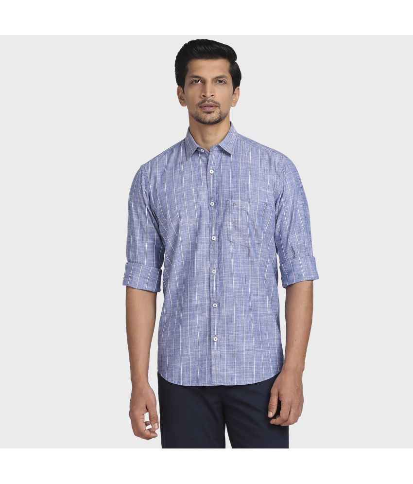     			Colorplus 100% Cotton Regular Fit Striped Full Sleeves Men's Casual Shirt - Blue ( Pack of 1 )