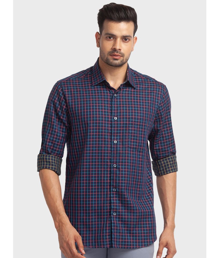     			Colorplus 100% Cotton Regular Fit Checks Full Sleeves Men's Casual Shirt - Blue ( Pack of 1 )