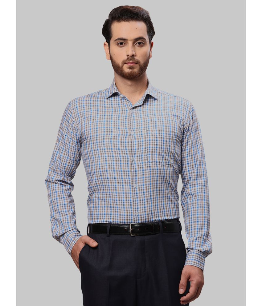     			Park Avenue 100% Cotton Slim Fit Checks Full Sleeves Men's Casual Shirt - Blue ( Pack of 1 )