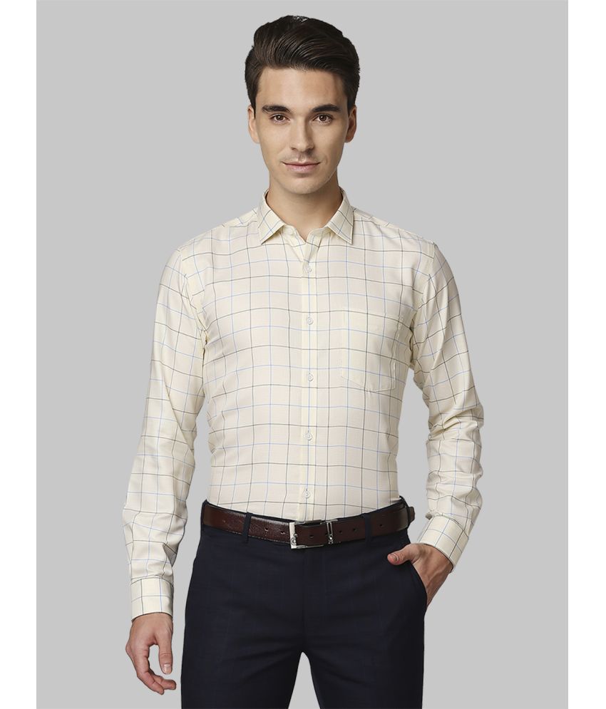     			Park Avenue 100% Cotton Slim Fit Checks Full Sleeves Men's Casual Shirt - Yellow ( Pack of 1 )