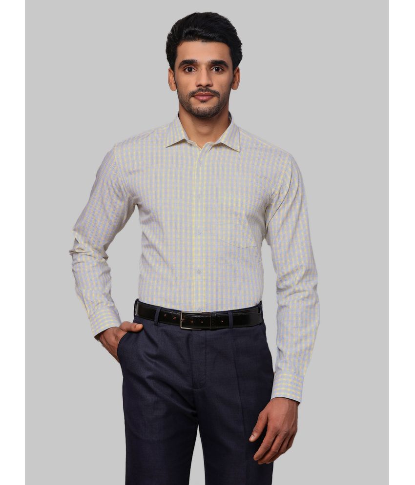     			Park Avenue 100% Cotton Slim Fit Checks Full Sleeves Men's Casual Shirt - Yellow ( Pack of 1 )