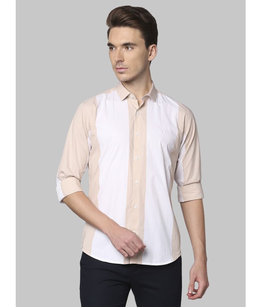     			Park Avenue Cotton Blend Slim Fit Striped Full Sleeves Men's Casual Shirt - Beige ( Pack of 1 )