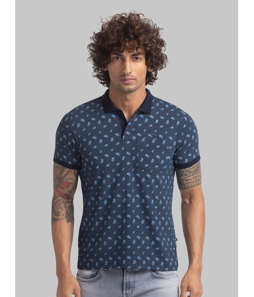     			Parx Cotton Regular Fit Printed Half Sleeves Men's Polo T Shirt - Blue ( Pack of 1 )
