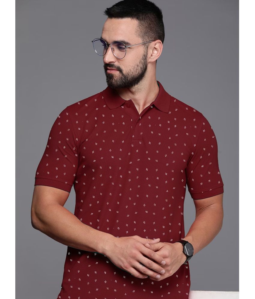     			ADORATE Cotton Blend Regular Fit Printed Half Sleeves Men's Polo T Shirt - Burgundy ( Pack of 1 )