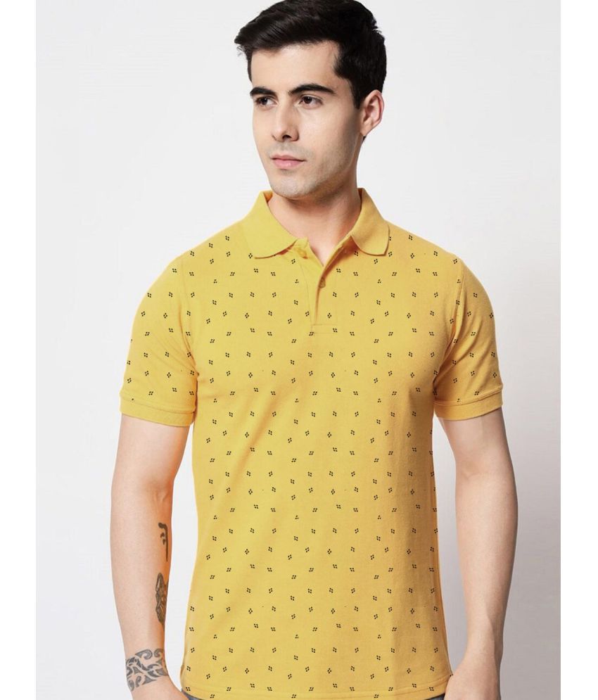     			ADORATE Cotton Blend Regular Fit Printed Half Sleeves Men's Polo T Shirt - Mustard ( Pack of 1 )