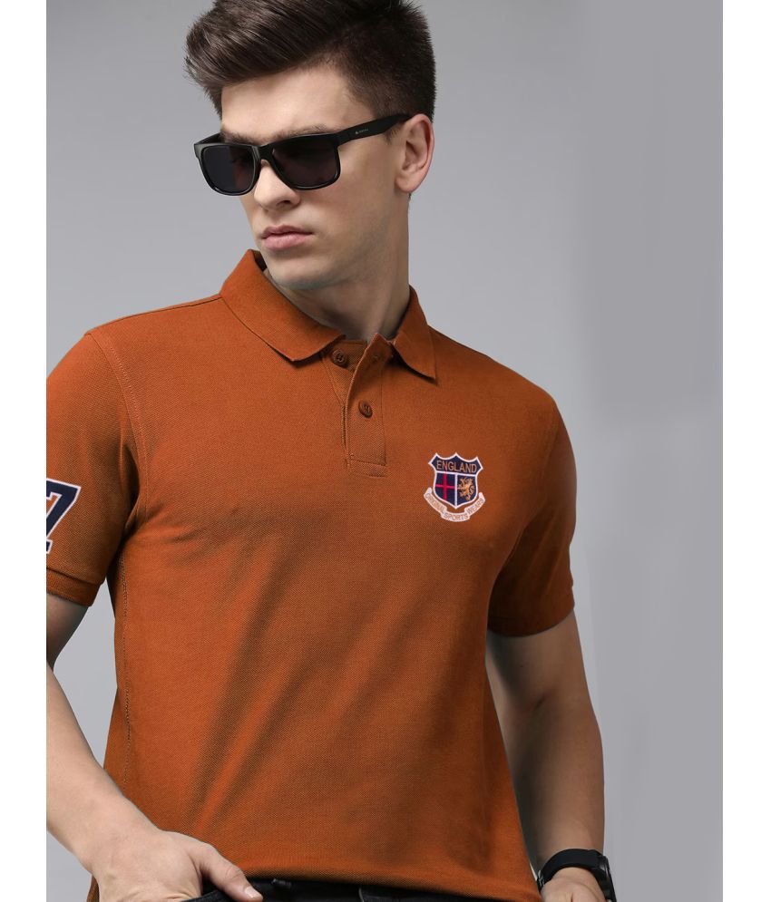     			ADORATE Cotton Blend Regular Fit Embroidered Half Sleeves Men's Polo T Shirt - Rust ( Pack of 1 )