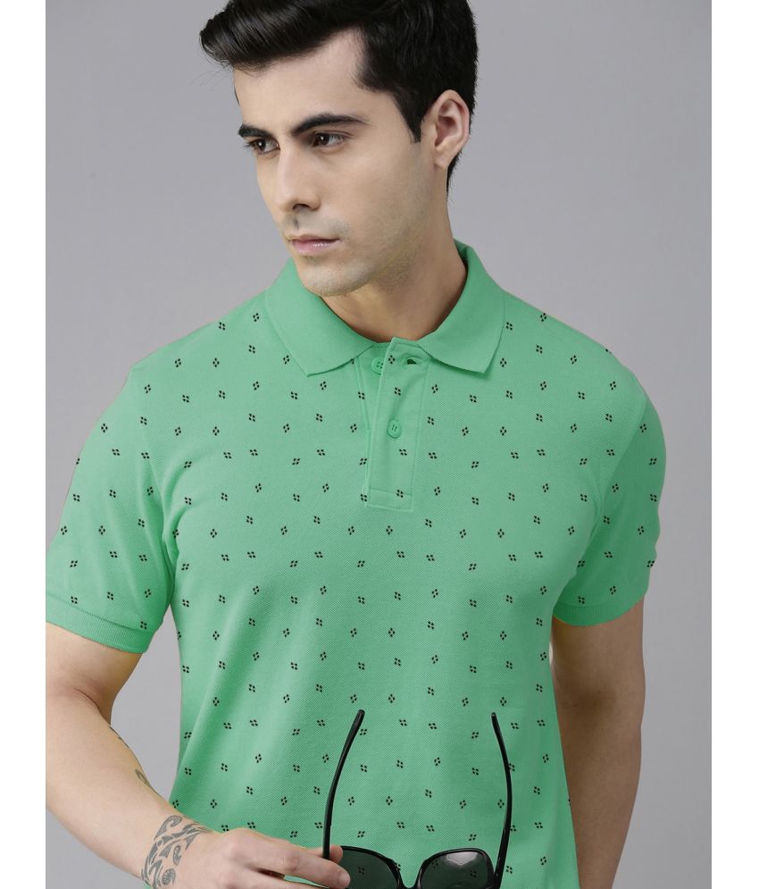     			ADORATE Cotton Blend Regular Fit Printed Half Sleeves Men's Polo T Shirt - Mint Green ( Pack of 1 )