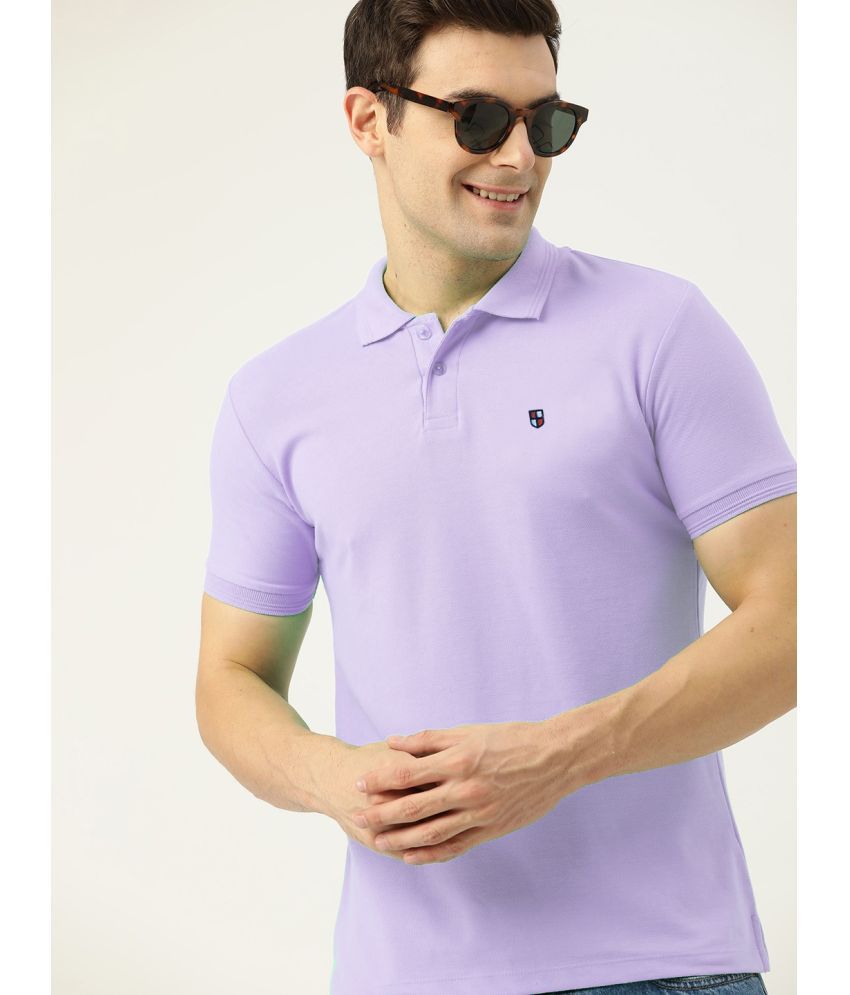     			ADORATE Cotton Blend Regular Fit Solid Half Sleeves Men's Polo T Shirt - Lavender ( Pack of 1 )
