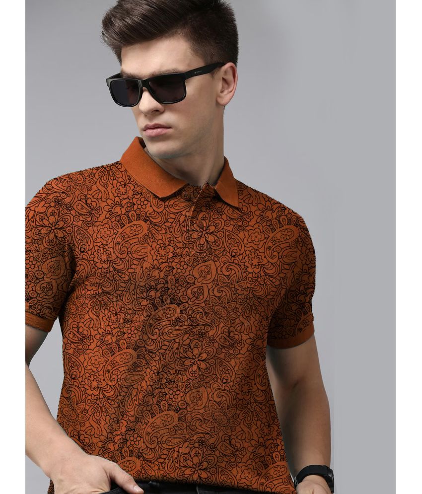     			ADORATE Cotton Blend Regular Fit Printed Half Sleeves Men's Polo T Shirt - Rust ( Pack of 1 )