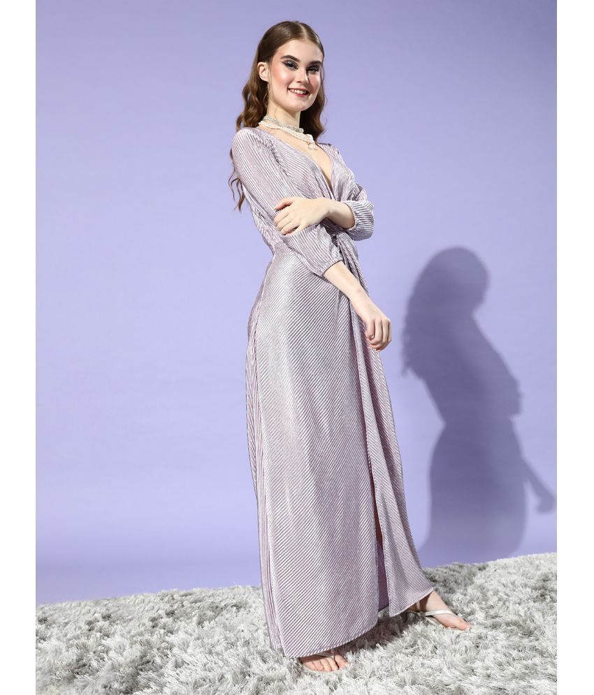    			Athena Polyester Embellished Full Length Women's Wrap Dress - Lavender ( Pack of 1 )