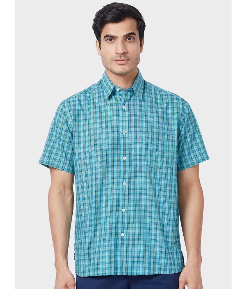     			Colorplus 100% Cotton Regular Fit Checks Half Sleeves Men's Casual Shirt - Blue ( Pack of 1 )