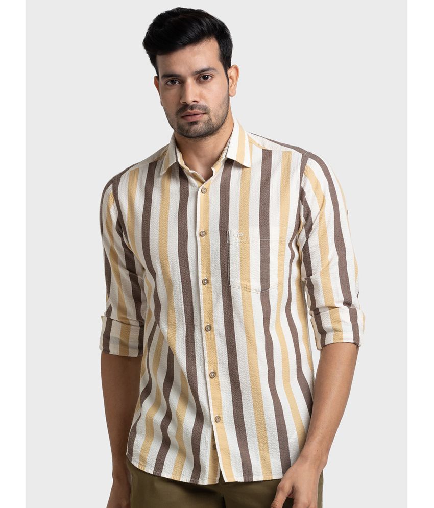     			Colorplus 100% Cotton Regular Fit Striped Full Sleeves Men's Casual Shirt - Beige ( Pack of 1 )