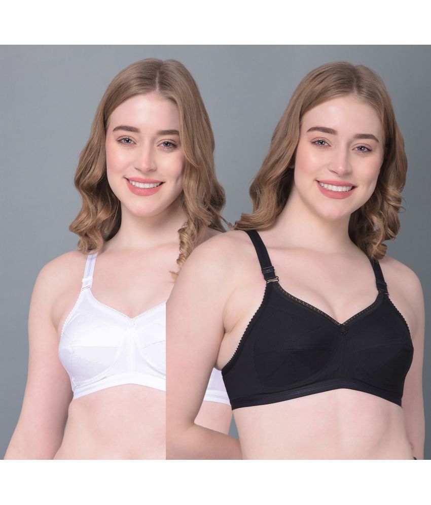     			Dollar Missy Pack of 2 Cotton Women's Everyday Bra ( Multicolor ) DES-1052-BK-WH-PO2