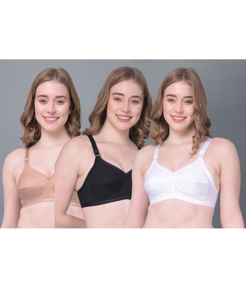     			Dollar Missy Pack of 3 Cotton Women's Everyday Bra ( Multicolor ) DES-1052-BK-RO-WH-PO3