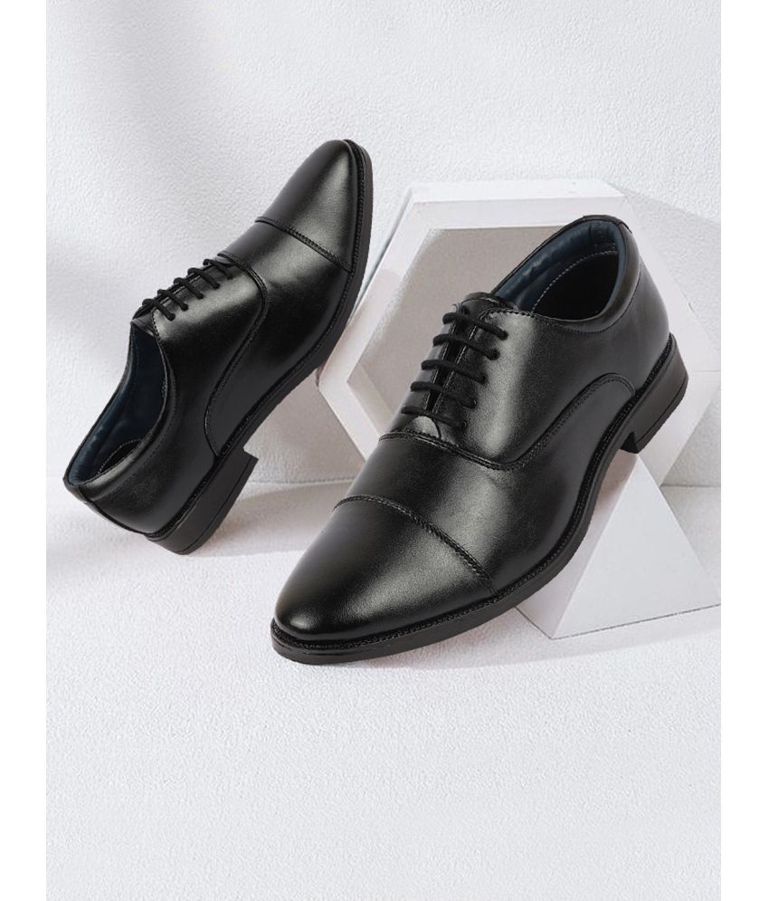     			Fausto Black Men's Derby Formal Shoes