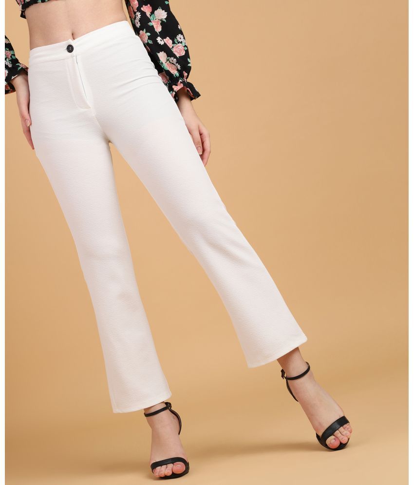     			POPWINGS White Polyester Regular Women's Formal Pants ( Pack of 1 )