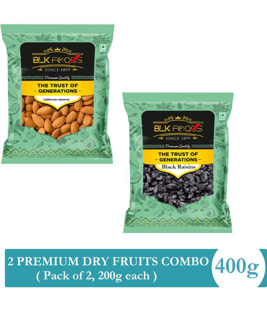     			BLK FOODS Almonds Black Raisins Kali drakh badam dry fruits 400g