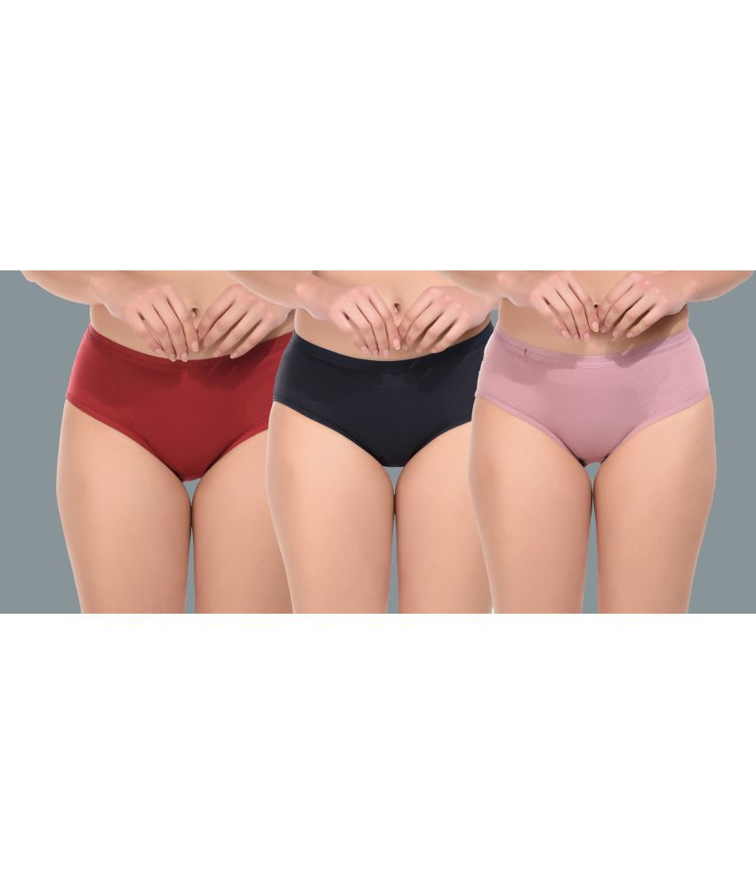     			Elina Multicolor Cotton Solid Women's Briefs ( Pack of 3 )