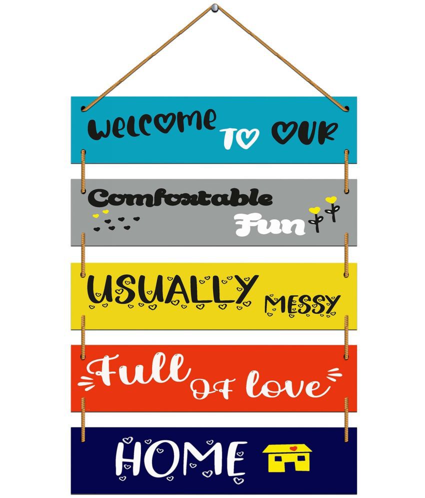     			Indianara Wood Welcome Home Quote Wall Sculpture Multi - Pack of 5
