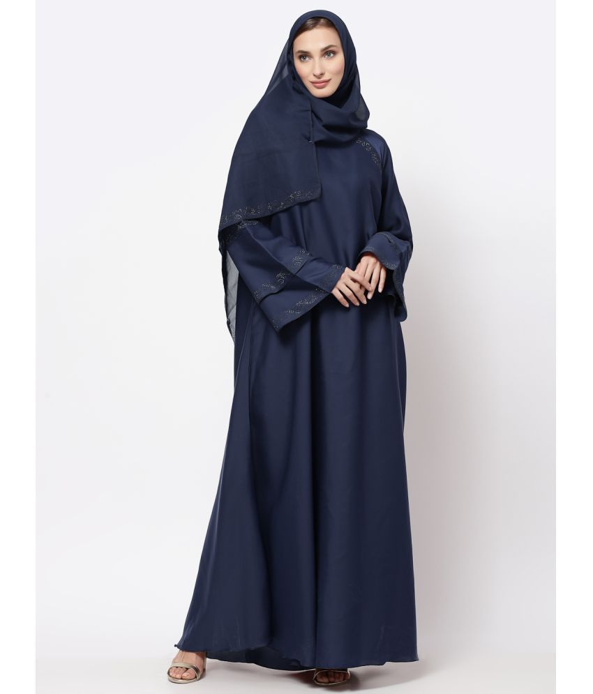     			Klotthe Blue Polyester Unstitched Burqas without Hijab - Single