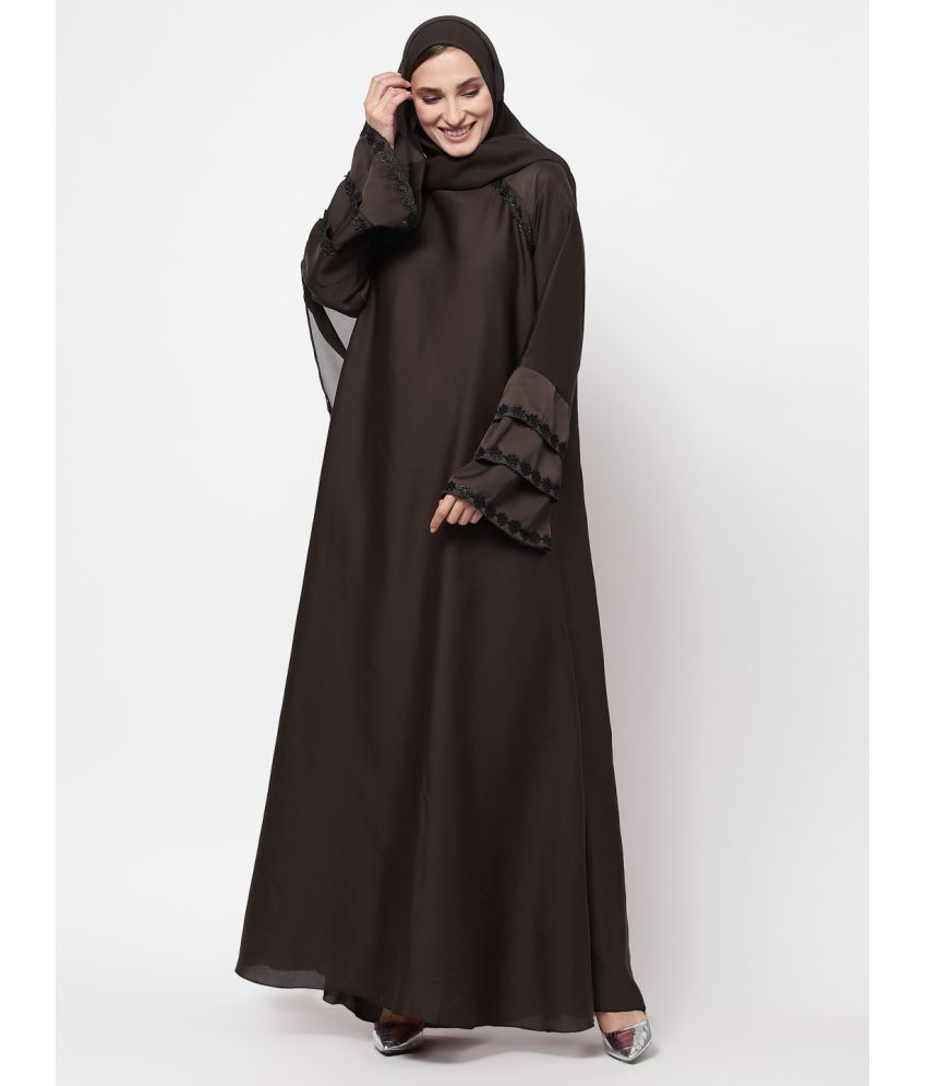     			Klotthe Brown Polyester Unstitched Burqas without Hijab - Single